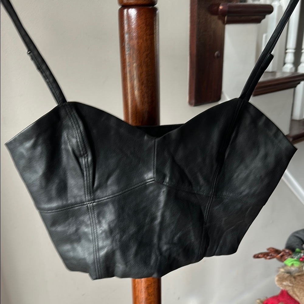 Black Leather Bustier Top